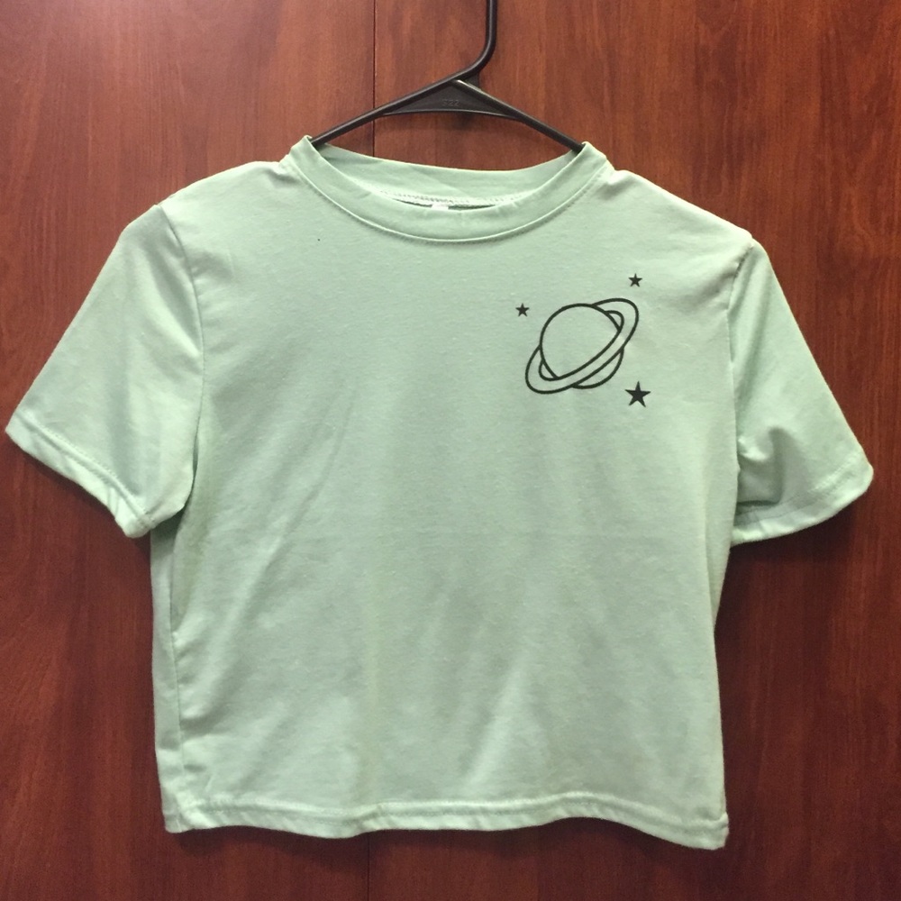 Light green planet crop top